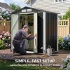 Living and Home 5.91x3.94ft Apex Roof Metal Storage Shed, Outdoor Garden Tool House with Lockable Double Doors & Vents, Black & White