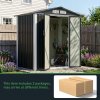 Living and Home 5.91x3.94ft Apex Roof Metal Storage Shed, Outdoor Garden Tool House with Lockable Double Doors & Vents, Black & White