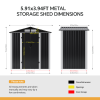 Living and Home 5.91x3.94ft Apex Roof Metal Storage Shed, Outdoor Garden Tool House with Lockable Double Doors & Vents, Black & White