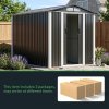 Living and Home 5.91x7.87ft Apex Roof Metal Storage Shed, Outdoor Garden Tool House with Lockable Sliding Door & Vents, Black & White