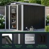 Living and Home 5.91x7.87ft Apex Roof Metal Storage Shed, Outdoor Garden Tool House with Lockable Sliding Door & Vents, Black & White