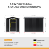 Living and Home 5.91x7.87ft Apex Roof Metal Storage Shed, Outdoor Garden Tool House with Lockable Sliding Door & Vents, Black & White