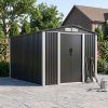 Living and Home 7.87x9.84ft Apex Roof Metal Storage Shed, Outdoor Garden Tool House with Lockable Sliding Door & Vents, Black & White