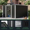 Living and Home 7.87x9.84ft Apex Roof Metal Storage Shed, Outdoor Garden Tool House with Lockable Sliding Door & Vents, Black & White