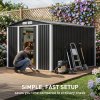 Living and Home 7.87x9.84ft Apex Roof Metal Storage Shed, Outdoor Garden Tool House with Lockable Sliding Door & Vents, Black & White