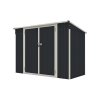 Living and Home 7.55x3.97ft Pent Roof Metal Storage Shed, Outdoor Garden Tool House with Lockable Double Doors & Adjustable Shelves, Anthracite & White
