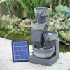 Living and Home Outdoor Solar Power Garden Water Feature Fountain Rockery Decor 4-Tier Bowls with LED Light