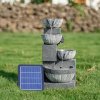Living and Home Outdoor Solar Power Garden Water Feature Fountain Rockery Decor 4-Tier Bowls with LED Light