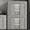 Living and Home 100L Metal Frame Fabric Storage Box with Windows, Grey