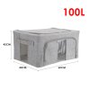 Living and Home 100L Metal Frame Fabric Storage Box with Windows, Grey
