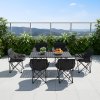 Living and Home 120cm X-Shaped Folding Camping Table & Chair Set, 120cm Black Roll Top Table + 6 Low-Back Moon Chairs, Portable Outdoor Picnic Furniture with Carry Bags