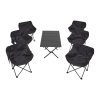 Living and Home 120cm X-Shaped Folding Camping Table & Chair Set, 120cm Black Roll Top Table + 6 Low-Back Moon Chairs, Portable Outdoor Picnic Furniture with Carry Bags
