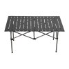 Living and Home 120cm Portable Folding Camping Table & Chair Set, 120cm Black Roll-Top Table + 6 Kermit Chairs with Wood Armrests, Outdoor Picnic Furniture with Carry Bag