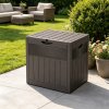 Living and Home 126L PP Garden Storage Box with Combination Padlock, Brown Wood Grain