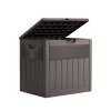 Living and Home 126L PP Garden Storage Box with Combination Padlock, Brown Wood Grain