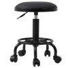 Living and Home Height-Adjustable PU Leather Round Salon Rolling Stool
