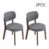 Living and Home 2Pcs Grey Upholstered Dining Chairs, Walnut Rubber Wood Frame Kitchen Side Chairs