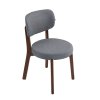 Living and Home 2Pcs Grey Upholstered Dining Chairs, Walnut Rubber Wood Frame Kitchen Side Chairs