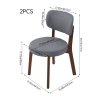 Living and Home 2Pcs Grey Upholstered Dining Chairs, Walnut Rubber Wood Frame Kitchen Side Chairs