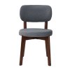 Living and Home 2Pcs Grey Upholstered Dining Chairs, Walnut Rubber Wood Frame Kitchen Side Chairs