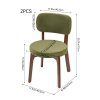 Living and Home 2Pcs Dark Green Upholstered Dining Chairs, Walnut Rubber Wood Frame Kitchen Side Chairs