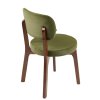 Living and Home 2Pcs Dark Green Upholstered Dining Chairs, Walnut Rubber Wood Frame Kitchen Side Chairs