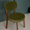 Living and Home 2Pcs Dark Green Upholstered Dining Chairs, Walnut Rubber Wood Frame Kitchen Side Chairs