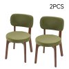 Living and Home 2Pcs Dark Green Upholstered Dining Chairs, Walnut Rubber Wood Frame Kitchen Side Chairs