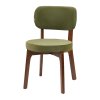Living and Home 2Pcs Dark Green Upholstered Dining Chairs, Walnut Rubber Wood Frame Kitchen Side Chairs