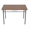 Living and Home 5 Pieces Oak Wood Grain Dining Table Set with 4 X-Back Metal Frame Dining Chairs