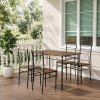 Living and Home 5 Pieces Oak Wood Grain Dining Table Set with 4 X-Back Metal Frame Dining Chairs