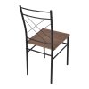 Living and Home 5 Pieces Oak Wood Grain Dining Table Set with 4 X-Back Metal Frame Dining Chairs
