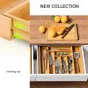 Living and Home Adjustable Cutlery Drawer Organiser with 8 Compartments, Natural Wood