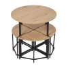 Living and Home 5 Piece Round Oak Wood Grain Dining Set with 4 Sector Space Saving Stools