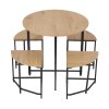 Living and Home 5 Piece Round Oak Wood Grain Dining Set with 4 Sector Space Saving Stools