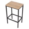 Living and Home 5 Piece Oak Wood Grain Bar Table Set with 4 Stools, Black Metal Frame Pub Dining Set