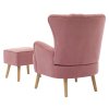 Living and Home Contemporary Curved Back Single Armchair with Lumbar Pillow and Footstool