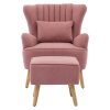 Living and Home Contemporary Curved Back Single Armchair with Lumbar Pillow and Footstool