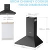 3-Speed 60cm Wall Mounted Chimney Cooker Range Hood with LED Light