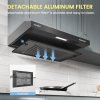 Black 60cm Under Cabinet Wall-Mount Cooker Range Hood with 3-Speed Modes