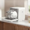 6L Water Tank Capacity White Countertop Dishwasher with A Visible Door, 3 Place Settings, 6 Modes