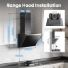 60CM Wall-mounted 3-Speed Angled Cooker Hood with Touch Screen