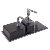 Living and Home Double Bowl Quartz Resin Composite Kitchen Sink with Waste Kit