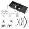 Living and Home Double Bowl Quartz Resin Composite Kitchen Sink with Waste Kit