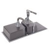 Living and Home Double Bowl Quartz Resin Composite Kitchen Sink with Waste Kit, Graphite Grey