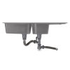 Living and Home Double Bowl Quartz Resin Composite Kitchen Sink with Waste Kit, Graphite Grey