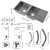 Living and Home Double Bowl Quartz Resin Composite Kitchen Sink with Waste Kit, Graphite Grey, 116cm (W) x 50cm (D) x 20cm (H)
