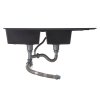 Living and Home Double Bowl Quartz Resin Composite Kitchen Sink with Waste Kit, 116cm (W) x 50cm (D) x 20cm (H), Black