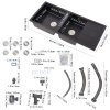 Living and Home Double Bowl Quartz Resin Composite Kitchen Sink with Waste Kit, 116cm (W) x 50cm (D) x 20cm (H), Black
