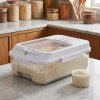 Living and Home 5KG Airtight Rice Storage Container with Lid, Clear + Cream